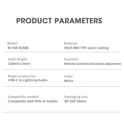 Audio Adapter USB-C - Lightning XO Design NB-R268B, Beli