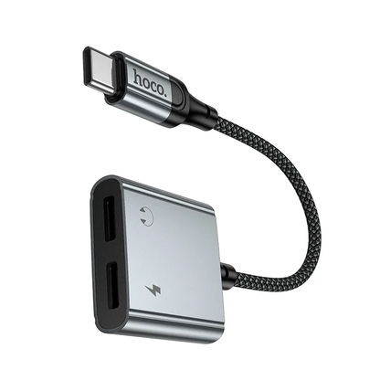 Audio adapter USB-C - USB-C / USB-C HOCO UPA34A, Siva