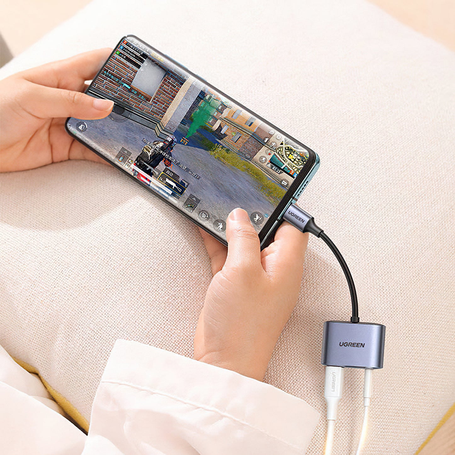 Audio Adapter USB-C - 3.5mm / USB-C UGREEN CM231, Sivi
