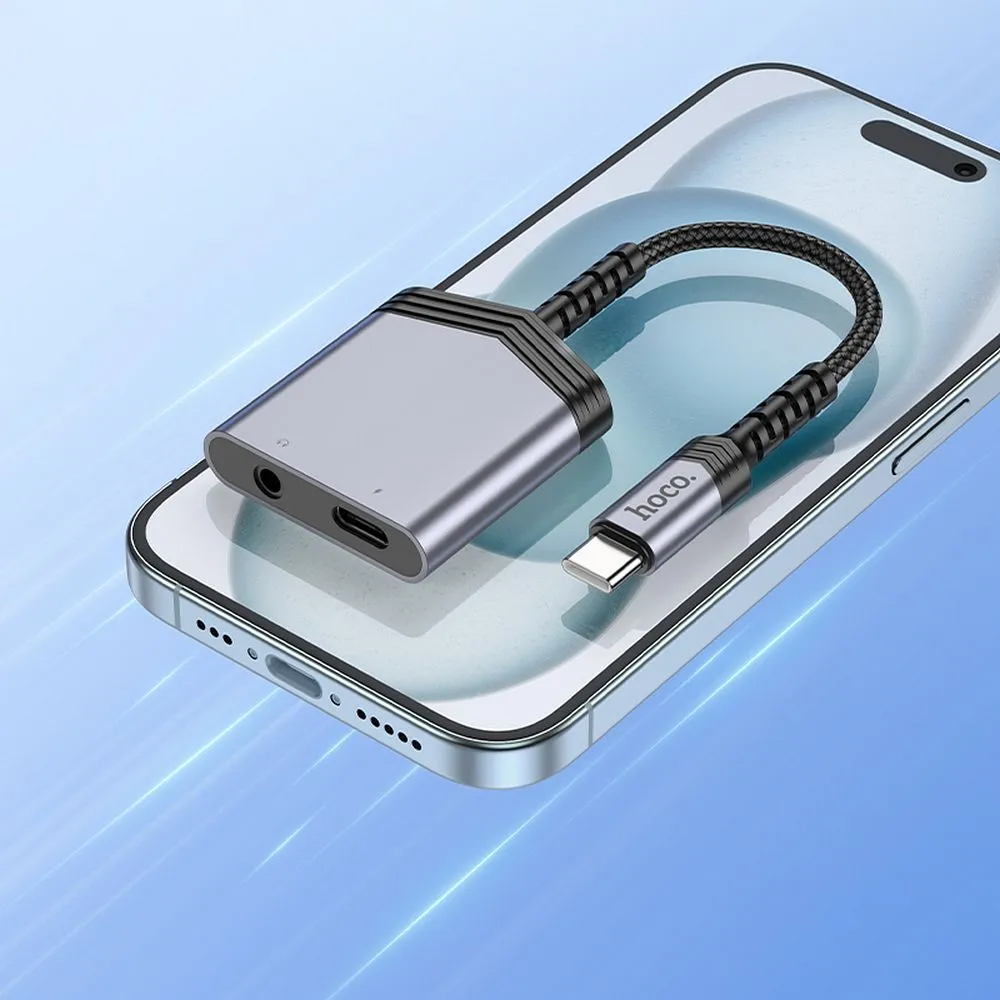 Audio Adapter USB-C - USB-C / 3.5mm HOCO LS39, Crni