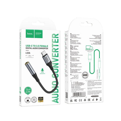 Audio Adapter USB-C - 3.5mm HOCO LS36, Sivi