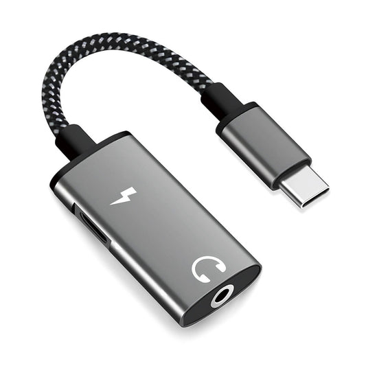 Audio adapter USB-C - USB-C / 3.5mm Techsuit AC22 AcustiCore, Sivi