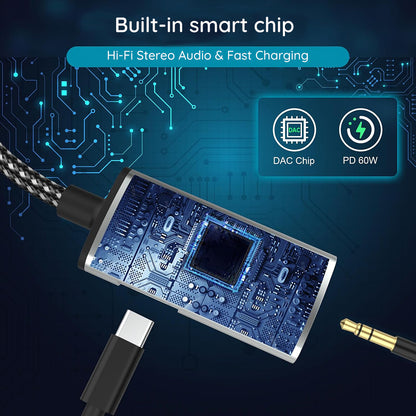 Audio adapter USB-C - USB-C / 3.5mm Techsuit AC22 AcustiCore, Sivi