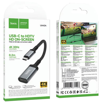 Audio i Video Adapter USB-C - HDMI HOCO UA43A, Sivi
