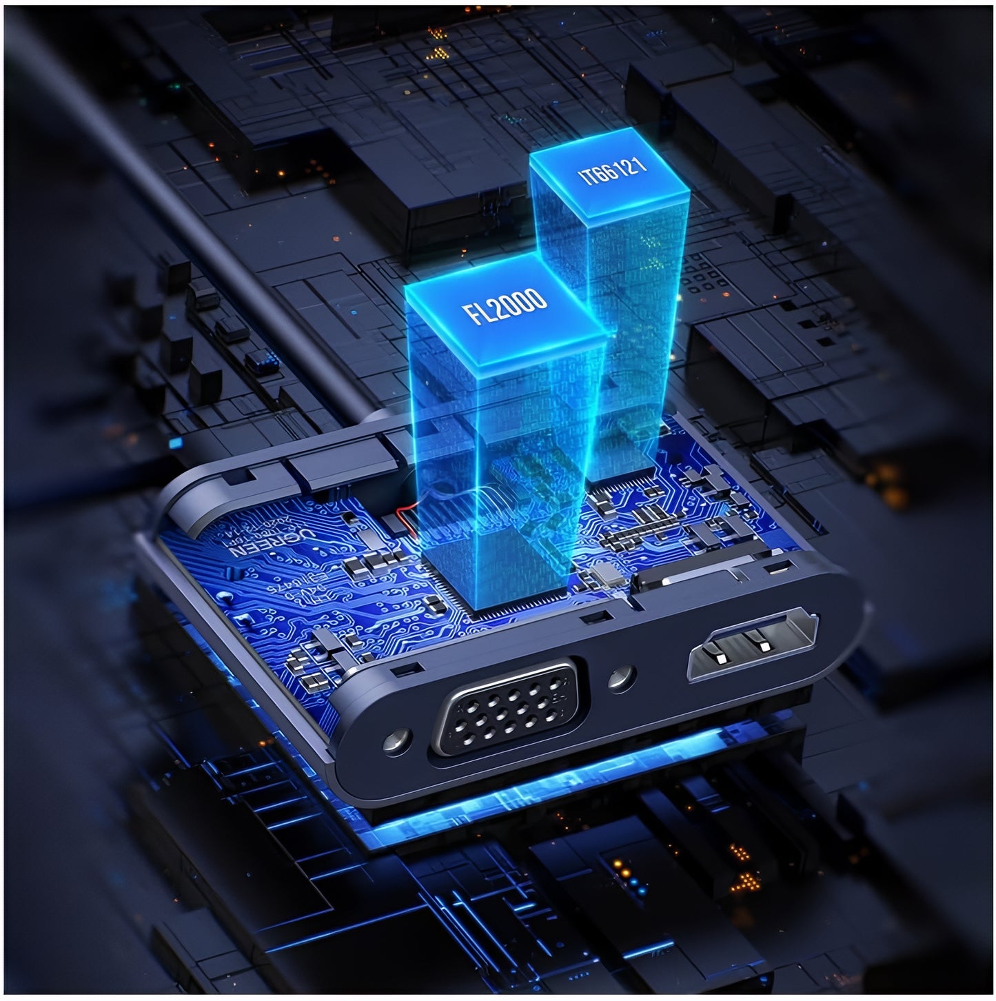 Video adapter UGREEN CM449, USB-A - HDMI / VGA, Sivi