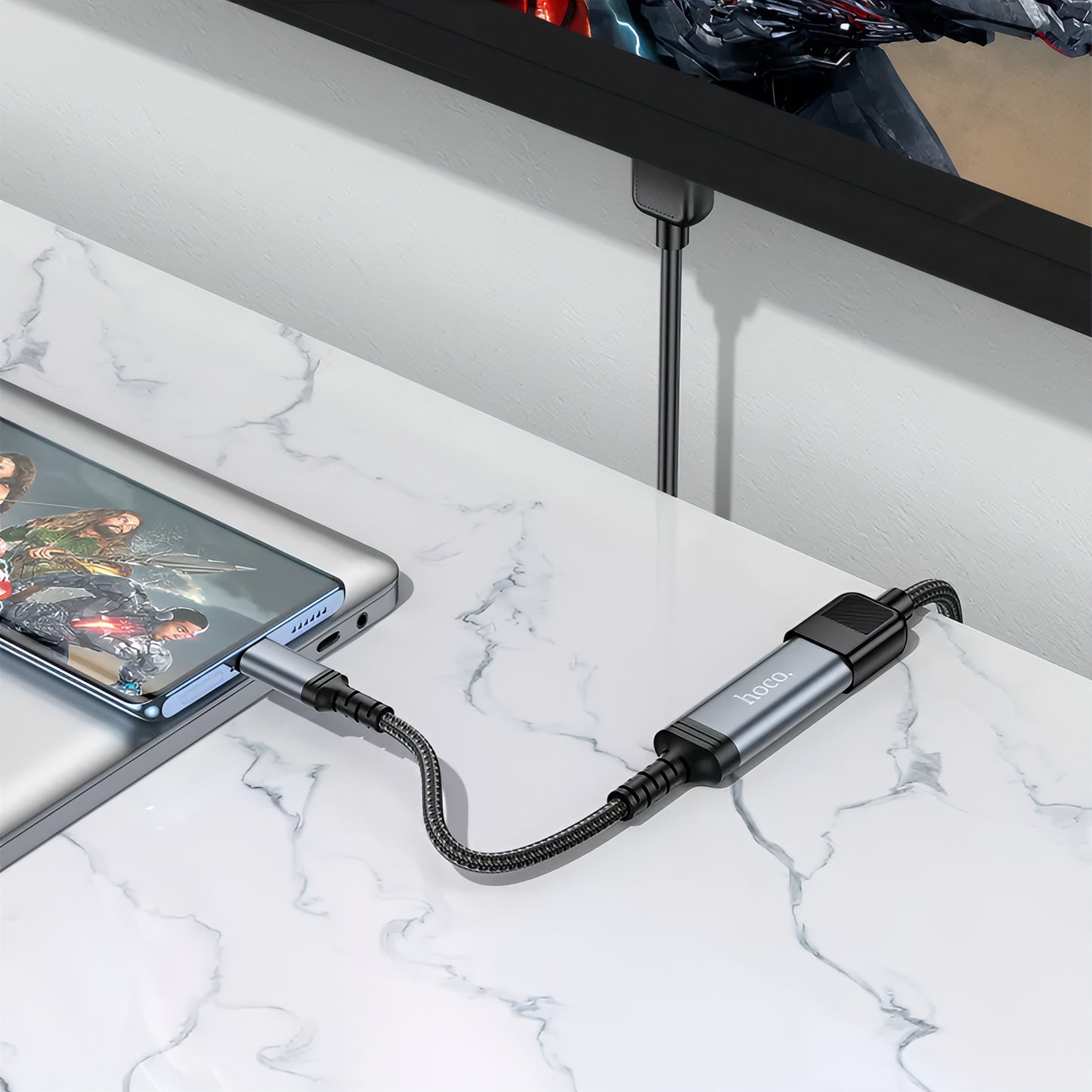 Audio i Video Adapter USB-C - HDMI HOCO UA43A, Sivi