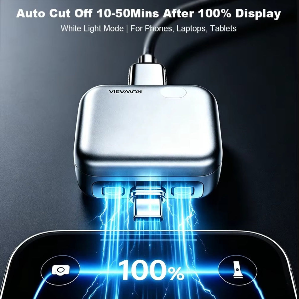 Auto Adapter Disconnect USB-C Forward KH-51 za Napajanje sa Automatskim Isključivanjem i Zaštitom Baterije, Srebrni