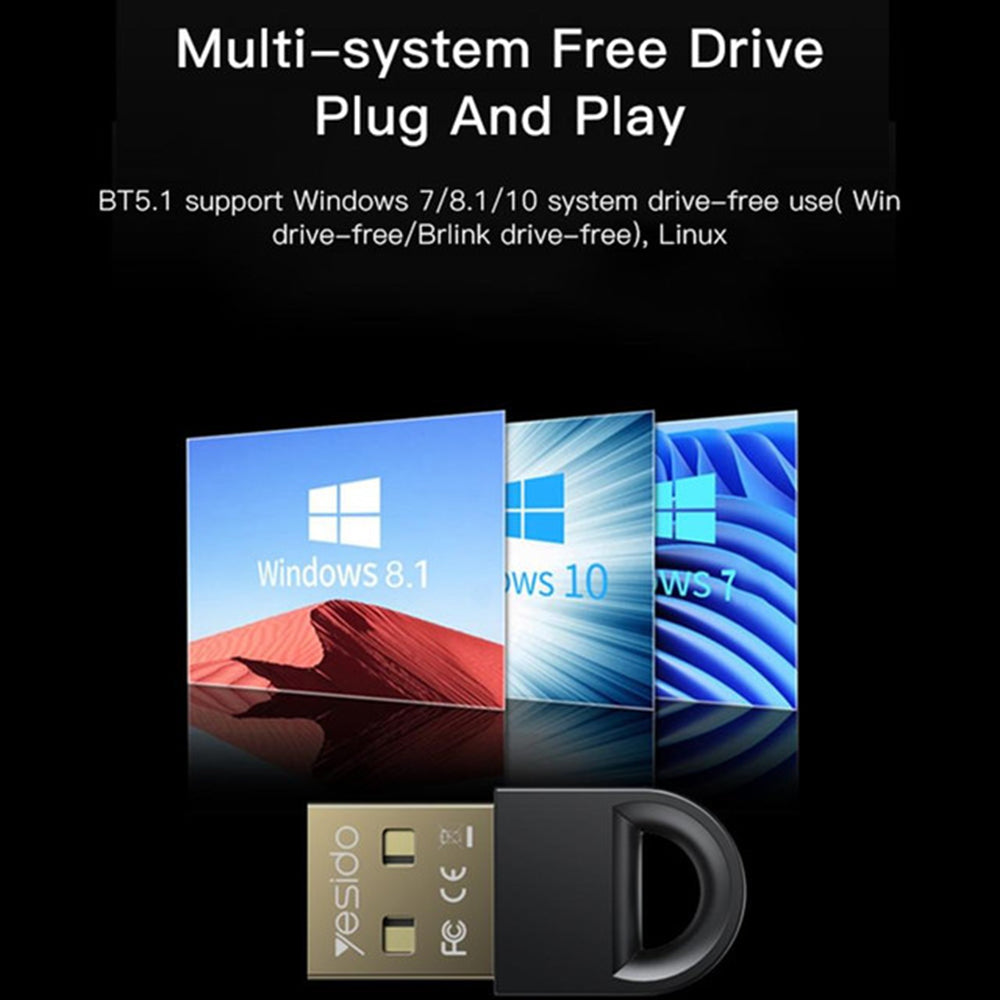 Adaptor Bluetooth USB Yesido YAU34, Crni