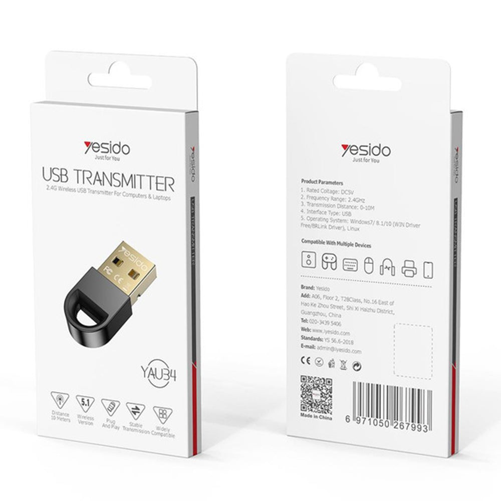 Adaptor Bluetooth USB Yesido YAU34, Crni