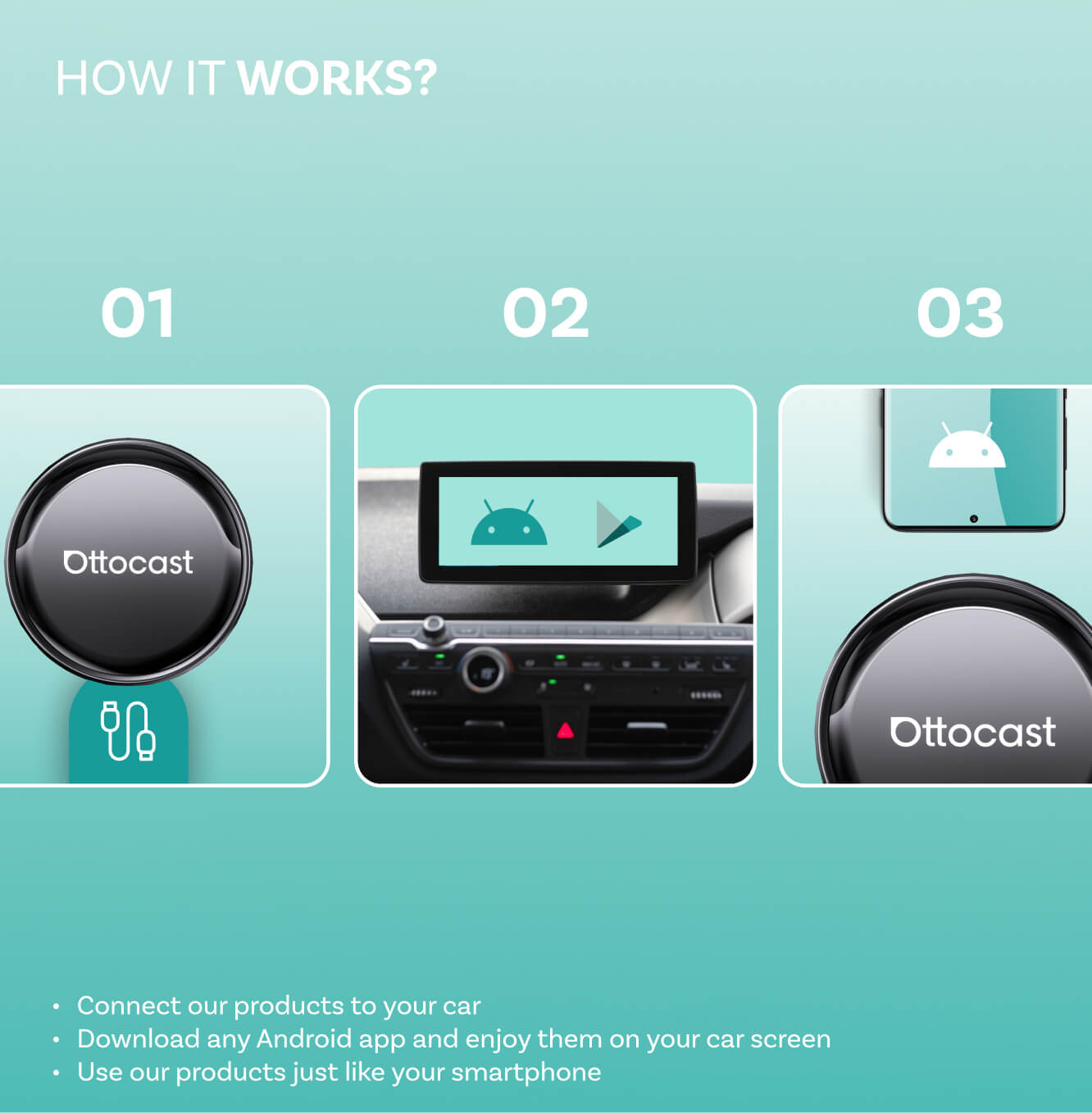 Adapter Carplay / Android Auto Wireless Ottocast OttoAibox P3 Pro za Apple iPhone / Android Series, Refabrikovan PCS61-T