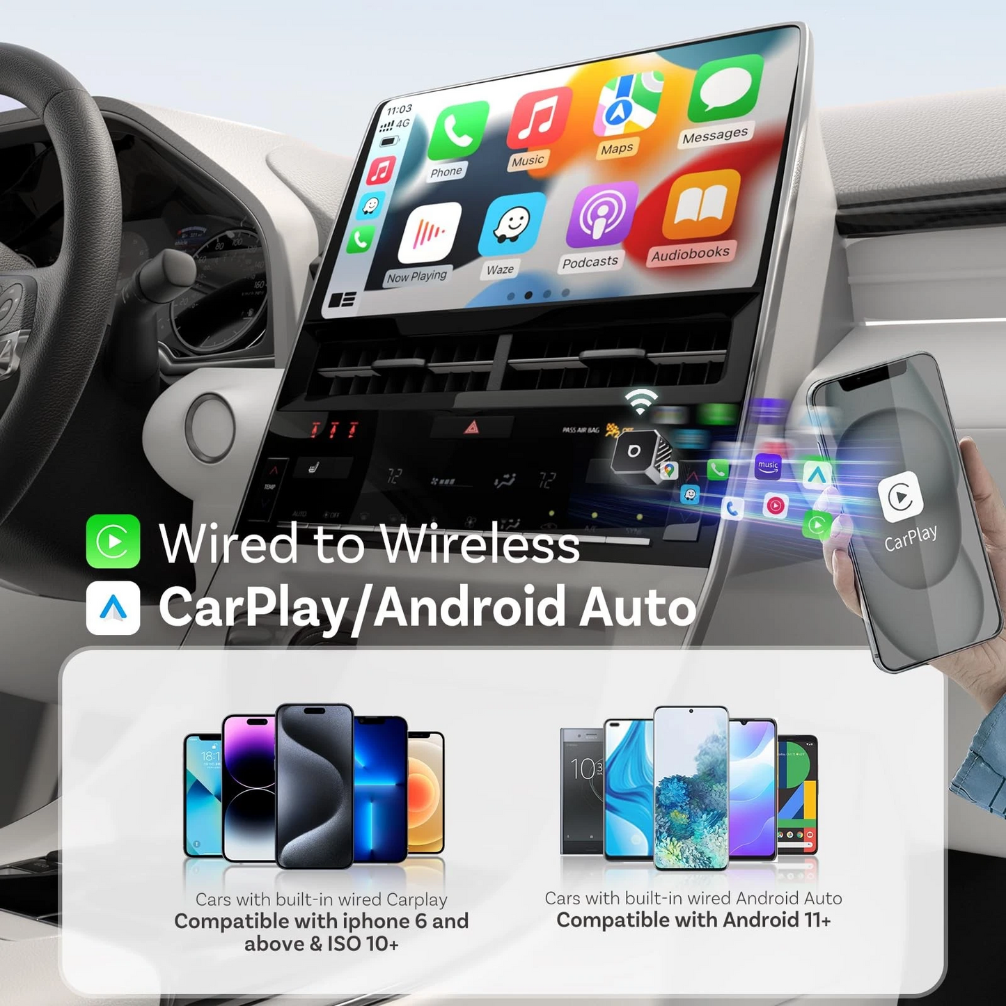 Bežični adapter Carplay / Android Auto Ottocast Mini Cube Style C za Apple iPhone / Android Series CP88-T3