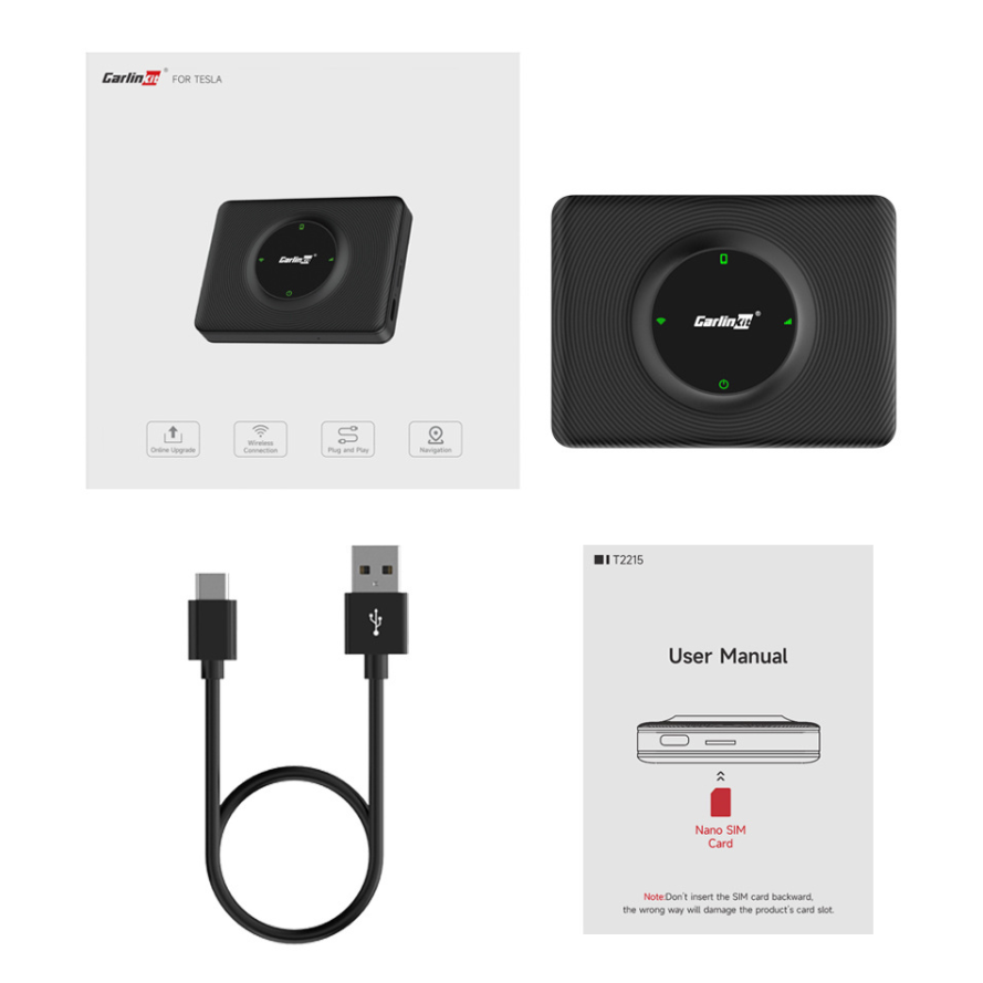 Bežični Carplay / Android Auto adapter Carlinkit kompatibilan sa Tesla Model 3 / X / Y / S za Apple iPhone / Android Series CPC200-T2C