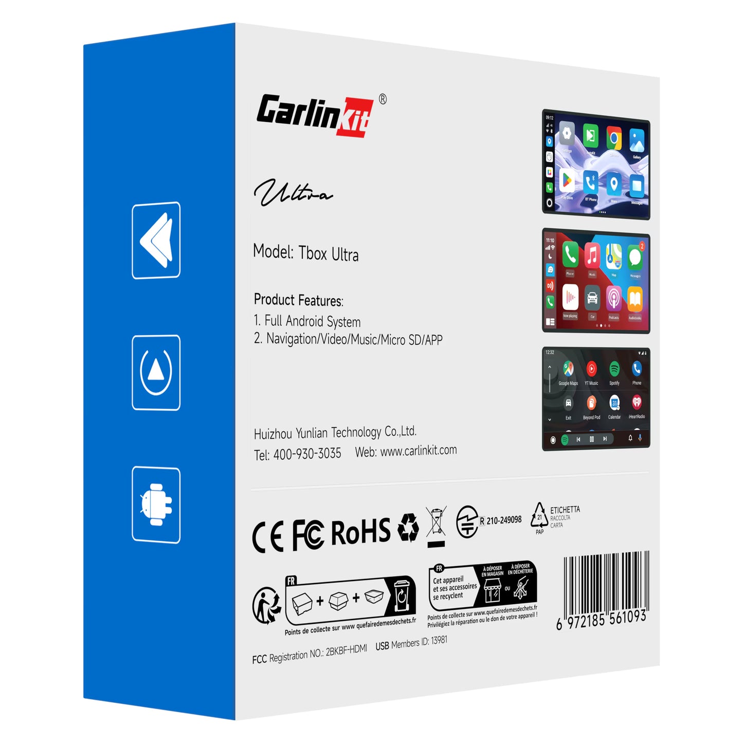 Adapter Carplay / Android Auto Wireless Carlinkit TBox Ultra 2 za Apple iPhone / Android Series, 8GB RAM / 128GB, 5G