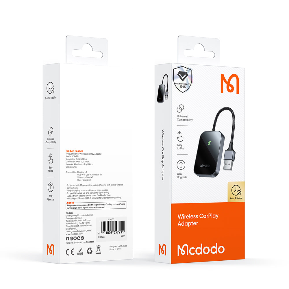 Adaptor Carplay Wireless McDodo CA-7210 za Apple iPhone seriju