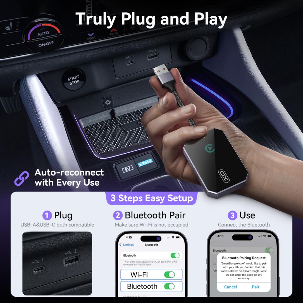 Adaptor Carplay Wireless XO Design CZ016 za Apple iPhone seriju