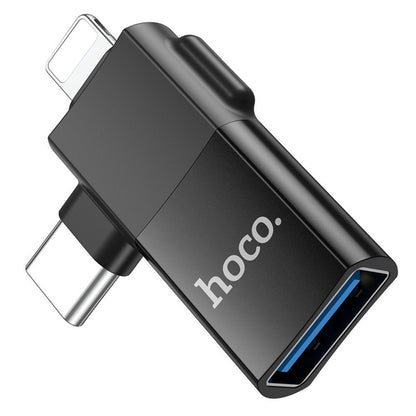 OTG adapter USB-C / Lightning - USB-A HOCO UA17, Crni