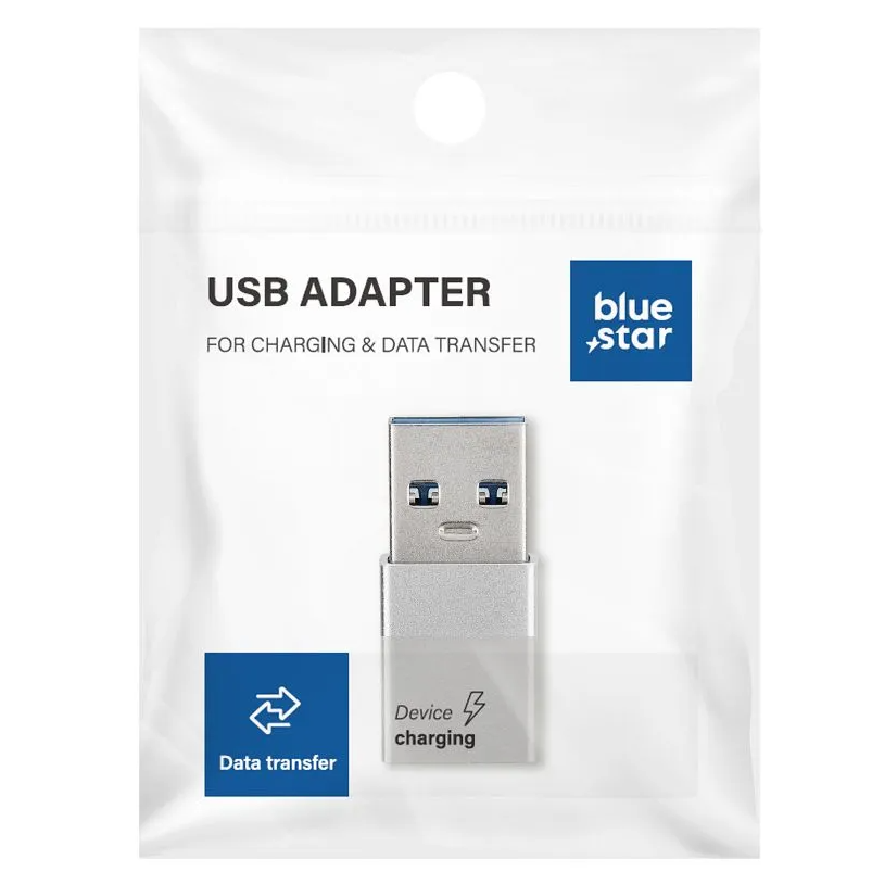 USB-C - USB-A Blue Star adapter za podatke i punjenje, bela