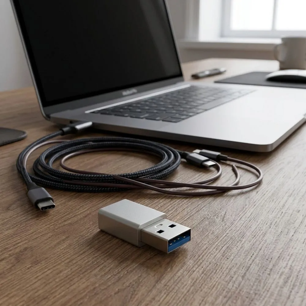 USB-C - USB-A Blue Star adapter za podatke i punjenje, bela