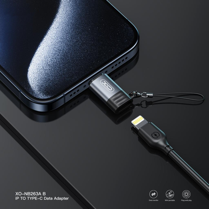 Adapter za podatke i punjenje Lightning - USB-C XO Design NB263B, Crni