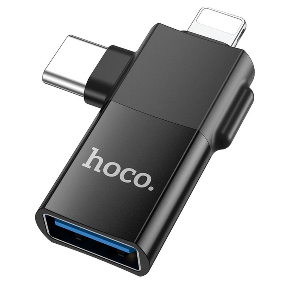 OTG adapter USB-C / Lightning - USB-A HOCO UA17, Crni