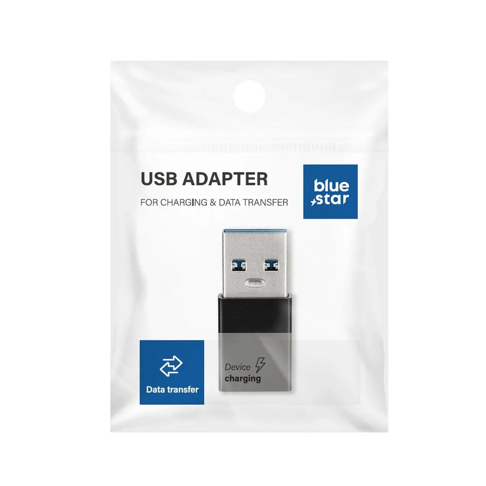 USB-C - USB-A Blue Star adapter za podatke i punjenje, crni