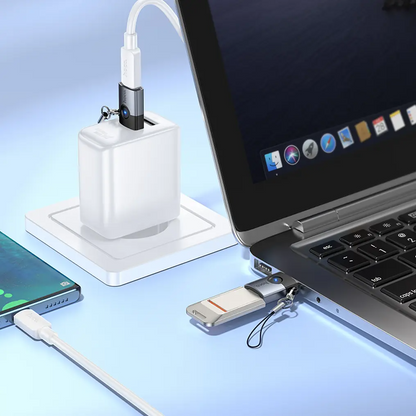 USB-C - USB-A adapter za prenos podataka i punjenje HOCO UA46B, siva