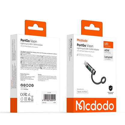 Adapter za podatke i punjenje Lightning - USB-C McDodo OT-0180 Pigeon Display, Crni