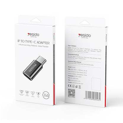 Adaptor za podatke i punjenje Lightning - USB-C Yesido GS22, Sivi