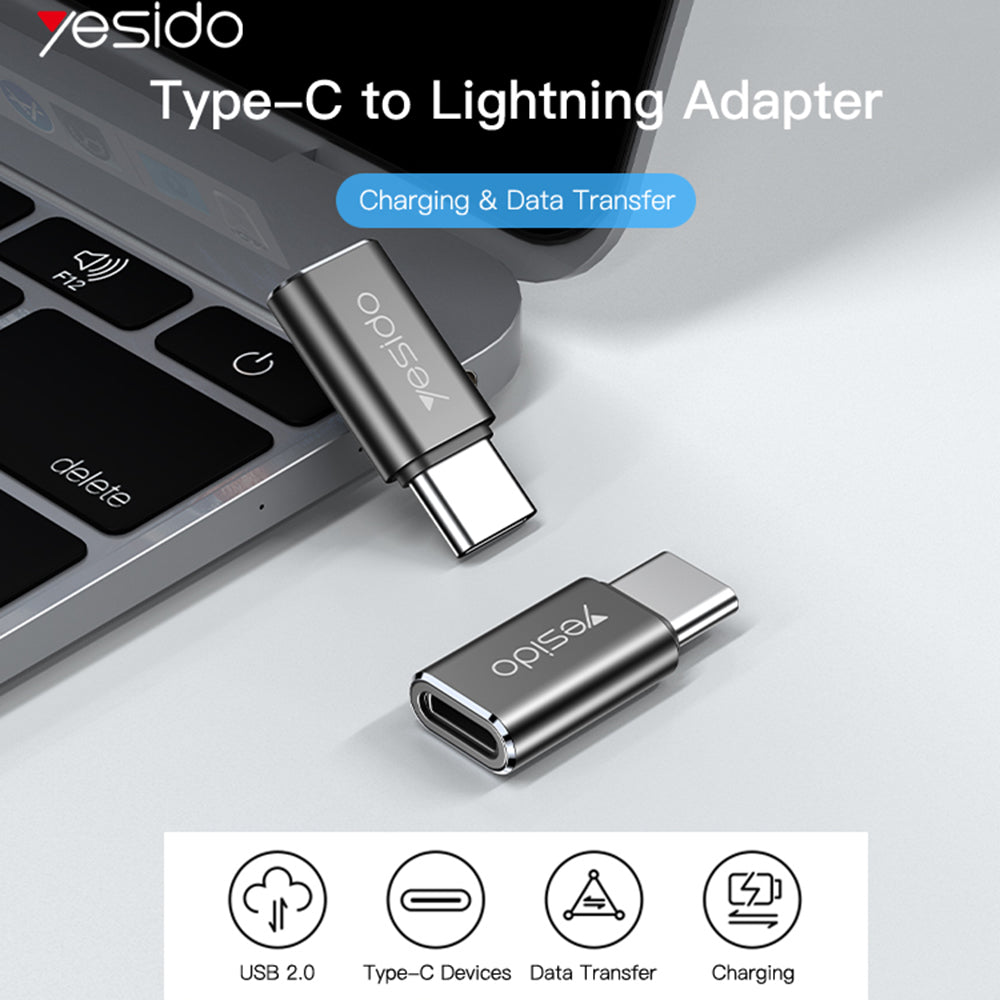 Adaptor za podatke i punjenje Lightning - USB-C Yesido GS22, Sivi
