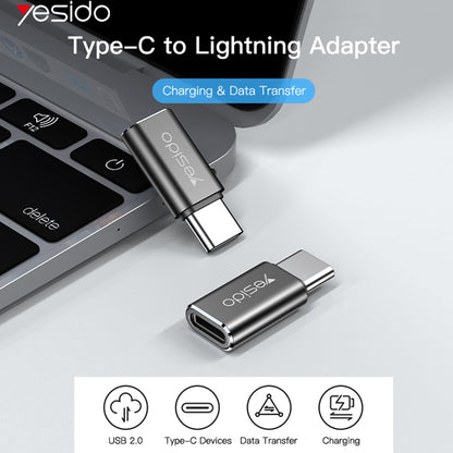 Adaptor za podatke i punjenje Lightning - USB-C Yesido GS22, Sivi