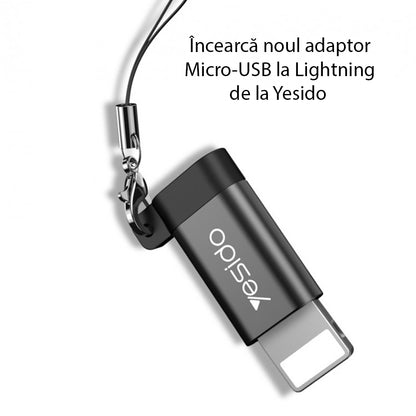Adaptor Date i Punjenje microUSB - Lightning Yesido GS05, Crni