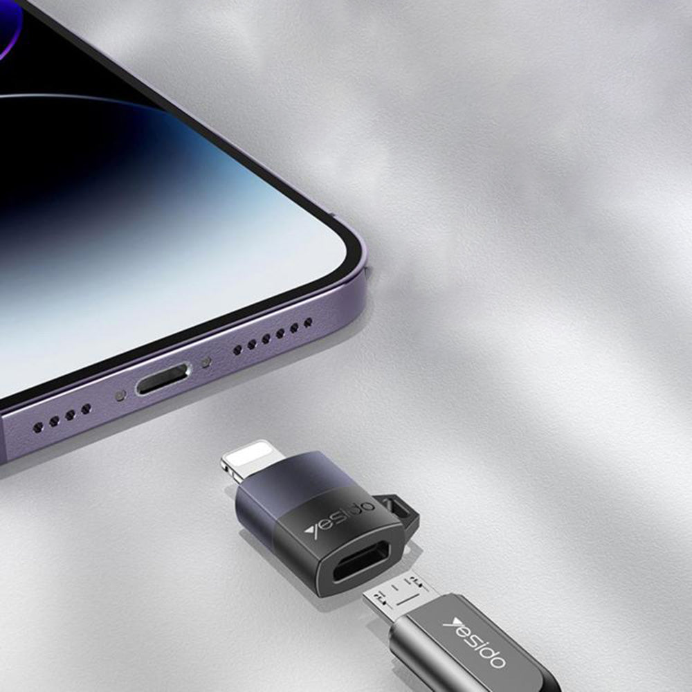 Adaptor za podatke i punjenje microUSB - Lightning Yesido GS30, Sivi