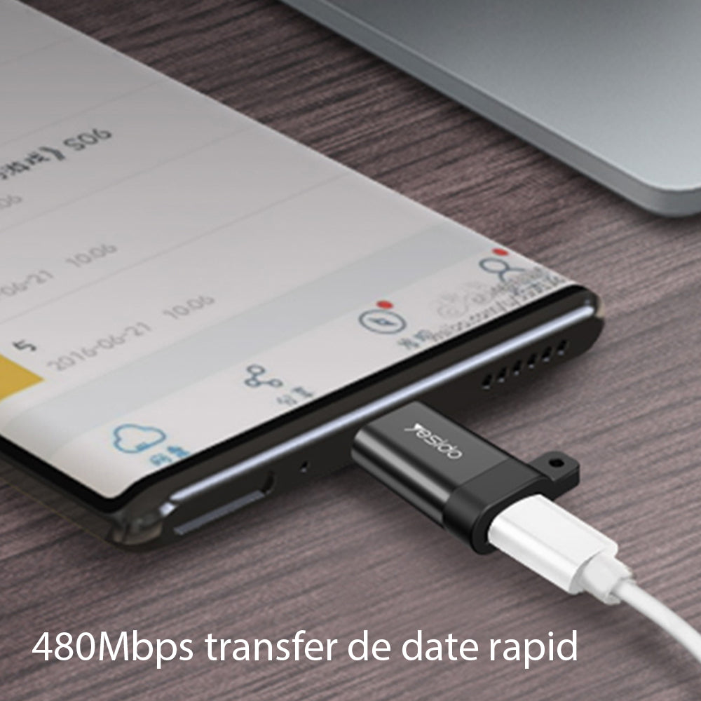 Adaptor Date i Punjenje microUSB - USB-C Yesido GS04, Crni