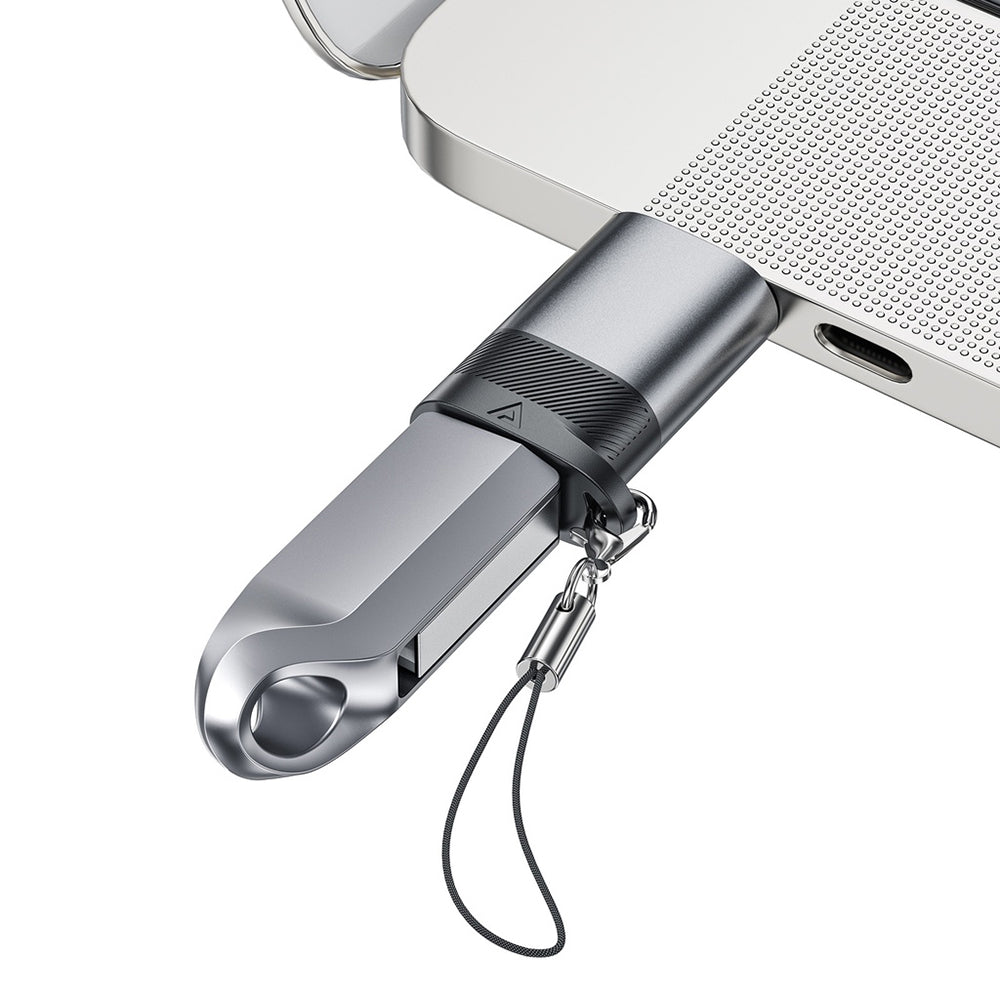 Adapter za podatke i punjenje USB-C - USB-A Acefast J8, Sivi