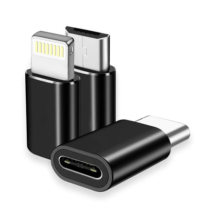 Adapter za podatke i punjenje USB-C - Lightning / microUSB / USB-A Techsuit A19 TriFlashX 3in1, Crni