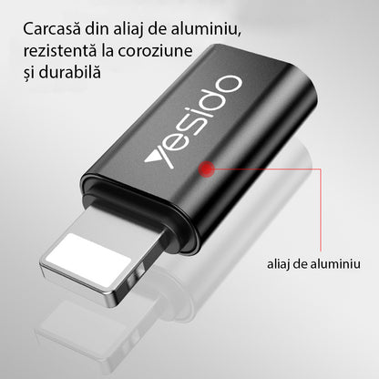 Adaptor Date i Punjenje USB-C - Lightning Yesido GS03, Crni