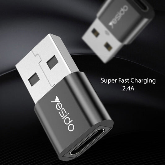 Adaptor za prenos podataka i punjenje USB-C - USB-A Yesido GS09, Crni