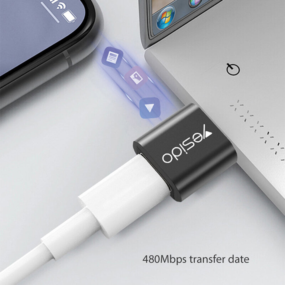 Adaptor za prenos podataka i punjenje USB-C - USB-A Yesido GS09, Crni