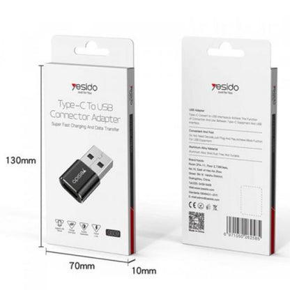 Adaptor za prenos podataka i punjenje USB-C - USB-A Yesido GS09, Crni