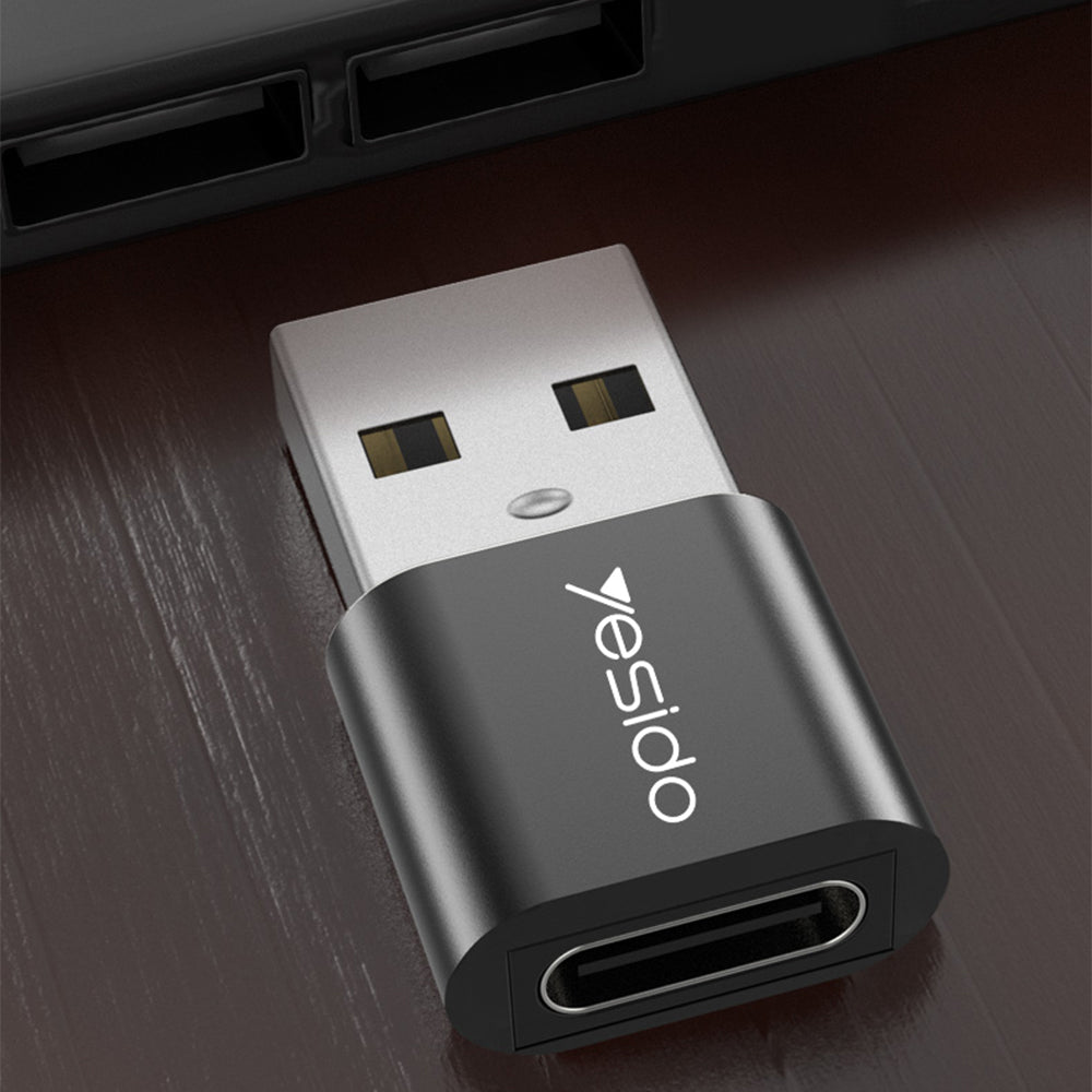 Adaptor za prenos podataka i punjenje USB-C - USB-A Yesido GS09, Crni