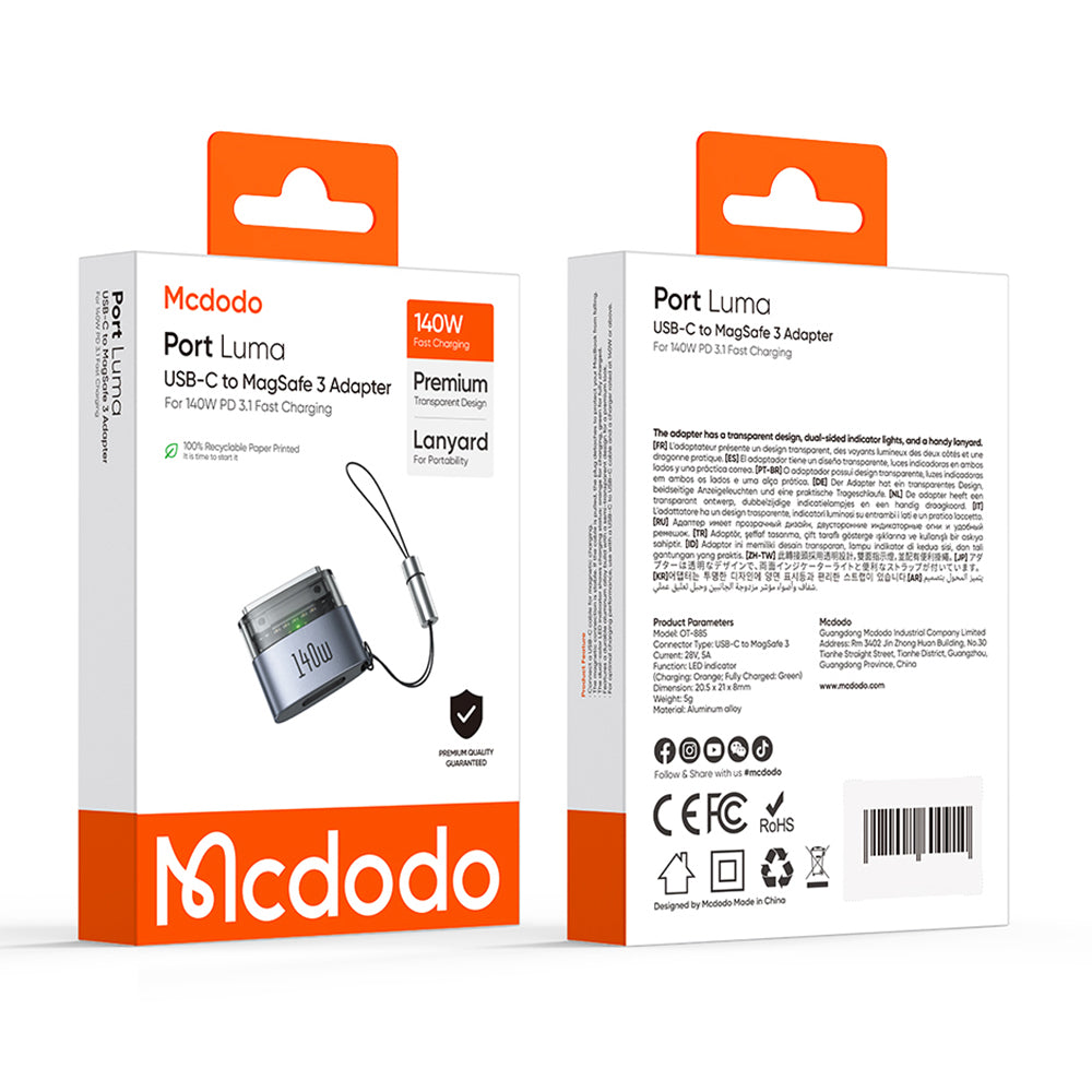 USB-C punjač adapter - MagSafe 3 McDodo OT-8850, Crna