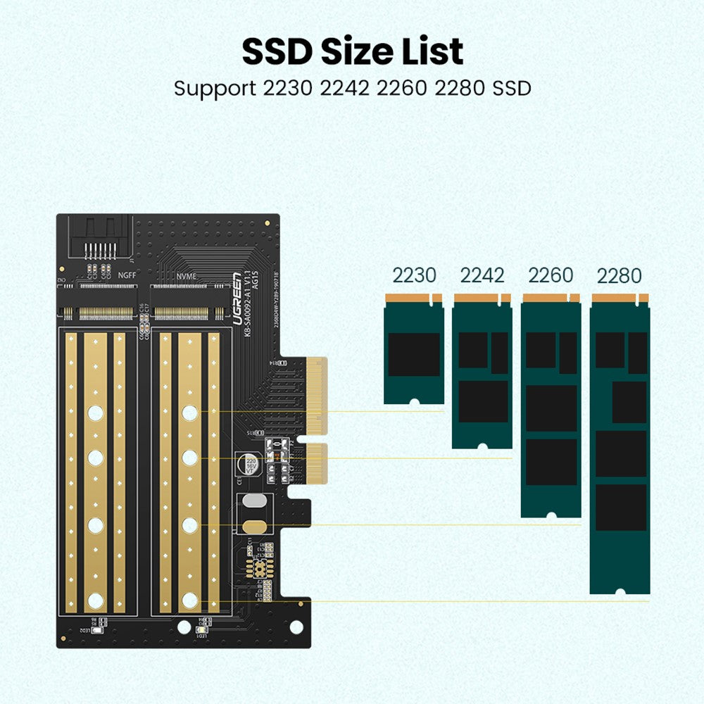 Adapter Interfejs SSD UGREEN CM302 (70504), NVMe M.2 / SATA - PCIe 3.0 X4