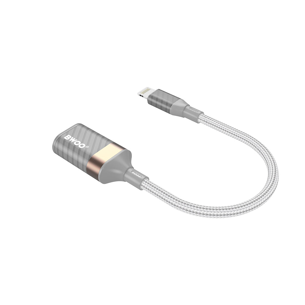 Adaptor OTG Lightning - USB-A BWOO BZ70, Sivi