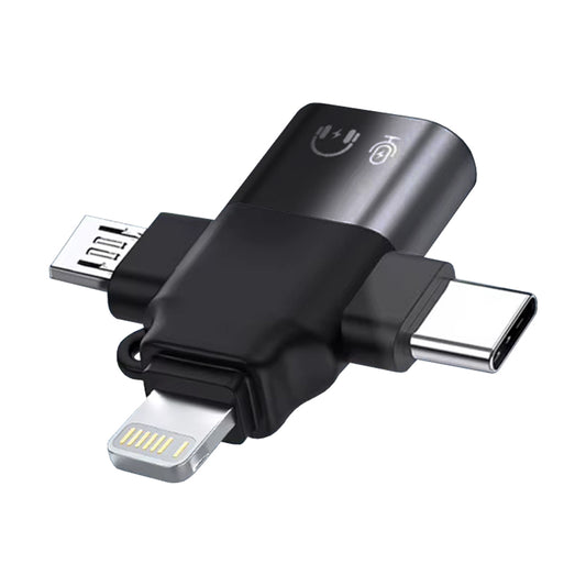 Adaptor OTG Lightning / microUSB / USB-C - USB-A Techsuit A17 SoundVoltX, Crni