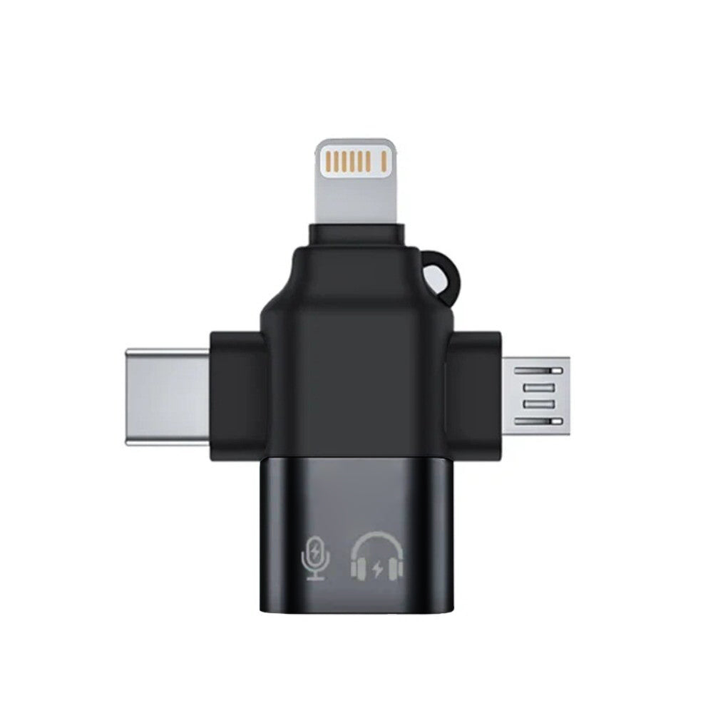 Adaptor OTG Lightning / microUSB / USB-C - USB-A Techsuit A17 SoundVoltX, Crni