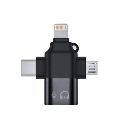 Adaptor OTG Lightning / microUSB / USB-C - USB-A Techsuit A17 SoundVoltX, Crni