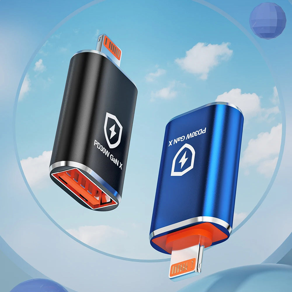 Adaptor OTG Lightning - USB-A Techsuit A6 HyperPort, Crni Narandžasti