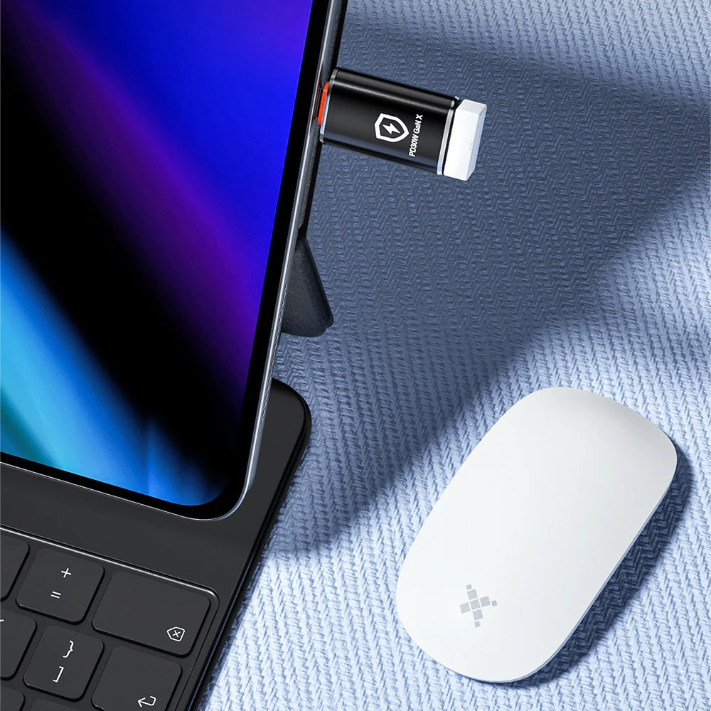 Adaptor OTG Lightning - USB-A Techsuit A6 HyperPort, Crni Narandžasti