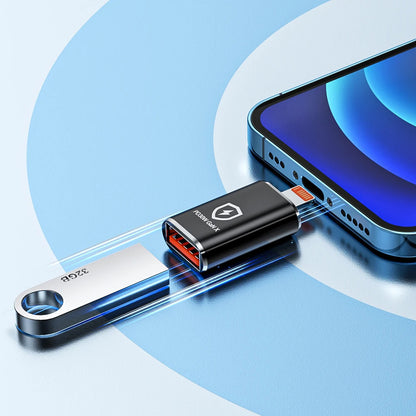 Adaptor OTG Lightning - USB-A Techsuit A6 HyperPort, Crni Narandžasti