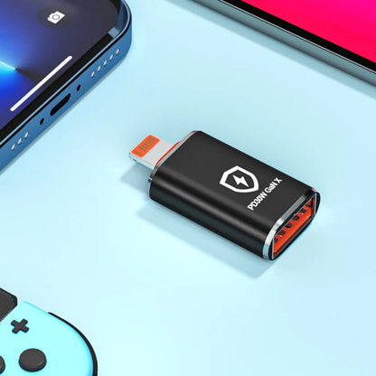 Adaptor OTG Lightning - USB-A Techsuit A6 HyperPort, Crni Narandžasti